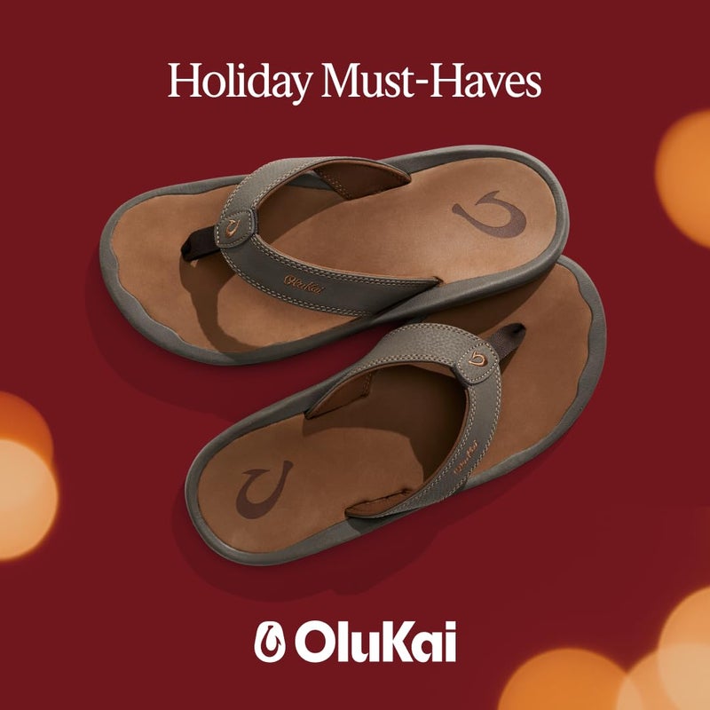 OLUKAI Ohana Men's Beach Sandals, Water Resistant Flip Flops, Arch Support & Comfort Fit, Lightweight & Durable, Enhanced Grip & Traction, Dark Java/Ray, 15 - Image 4